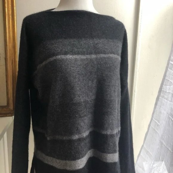 New Vince cashmere wool striped boatneck boxy relaxed fit minimalist sweater - Picture 10 of 15